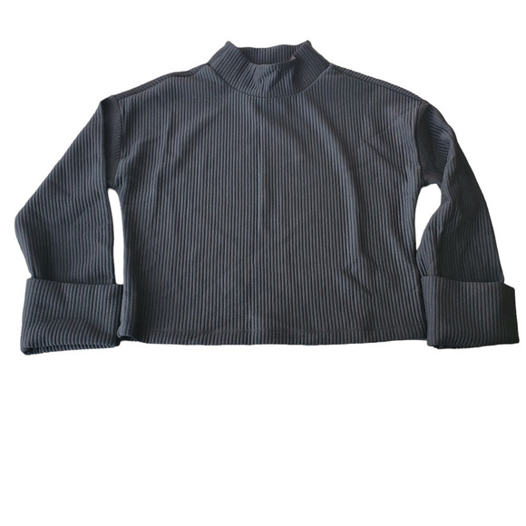 Kenneth Cole Tops - Kenneth Cole Black Ribbed Mock Neck Top Size L NWT